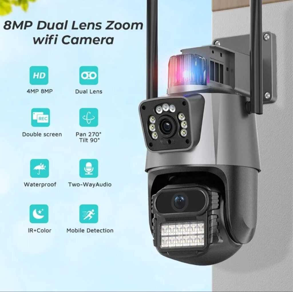 Ip kamera PTZ kamera sa 2 sociva i sirenom 4K 8X zoom