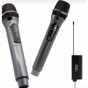 Mikrofon bezicni sa dva mikrofona karaoke sivi CMIK V17