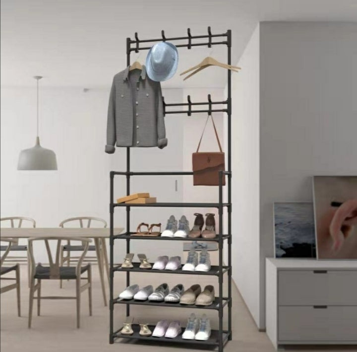 Stalak polica cipelarnik i garderobe 2u1