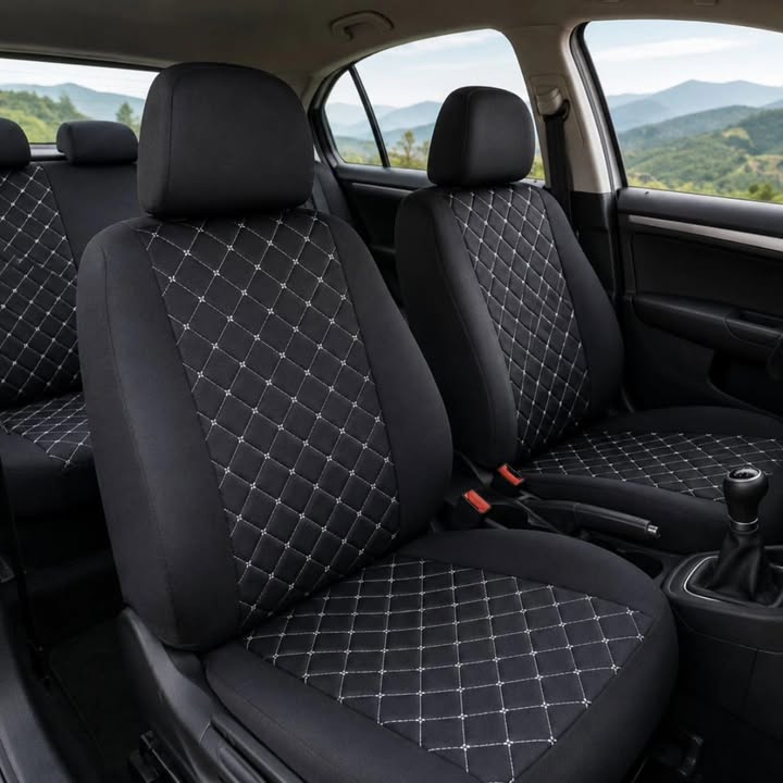 Univerzalne presvlake za auto sedišta - eko koža sa belim štepom